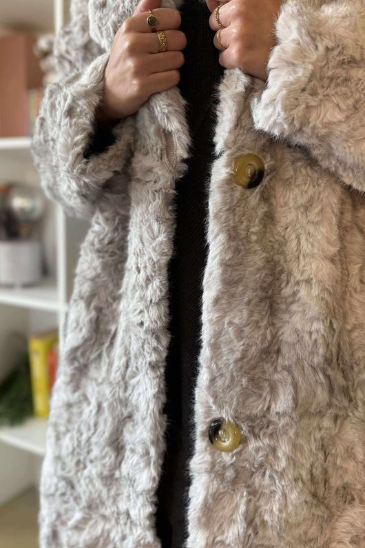 Paloma Dusk Premium Faux Fur Coat Grey Mist